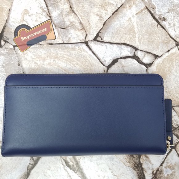 New  Spice Things Up Camel Neda Zip Around Navy Multi Wallet, Clutch Kate Spade - Picture 3 of 6
